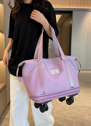 Дорожная сумка для путешествий для ручной клади на колесах (сиреневый)