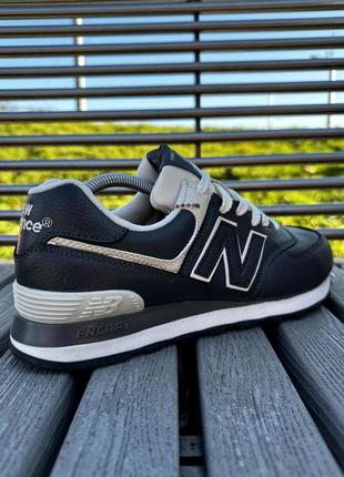 Кросівки new balance 574 (шкіра, темно-сірі)5 фото