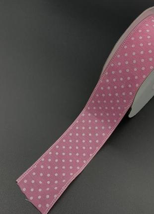 Стрічка декоративна в горошок для декупажу та творчості колір рожевий. 4 см. 20 м/рул.