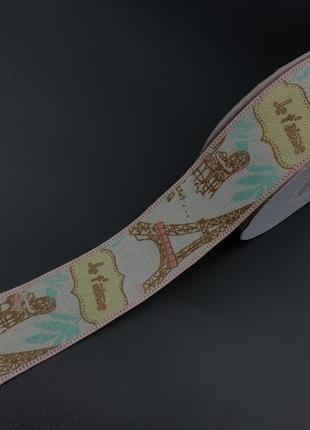 Лента тканевая с рисунком для декорирования изделия  paris. 4см. 20м/рул.2 фото