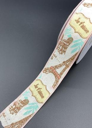 Лента тканевая с рисунком для декорирования изделия  paris. 4см. 20м/рул.3 фото