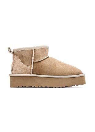 Ugg ultra mini platform beige1 фото