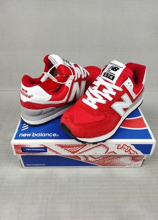 Кроссовки женские подростковые new balance 574 red&white 36-413 фото