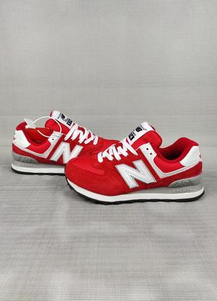 Кроссовки женские подростковые new balance 574 red&white 36-416 фото