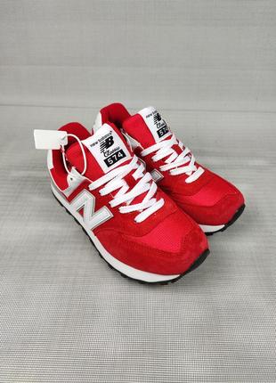 Кроссовки женские подростковые new balance 574 red&white 36-414 фото