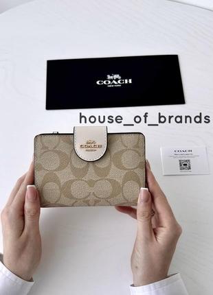 Coach medium corner zip wallet женский кожаный брендовый кошелек коуч коач оригинал портмоне на подарок жене на подарок девушке