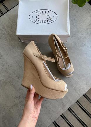 Туфли босоножки замшевые кожаные на платформе steve madden1 фото