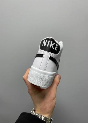 Жіночі шкіряні кросівки nike blazer mid platform ‘white black’ найк блейзер3 фото