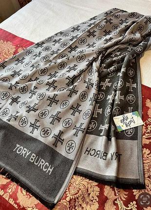 Шаль палантин tory burch сірого кольору двосторонній 47384883