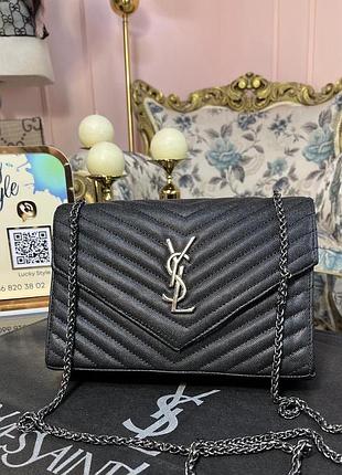 Мерцающая сумка люкс ysl черного цвета