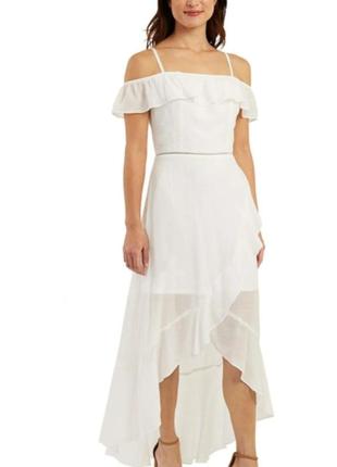 Белое нежное платье на бретельках*ассиметричным подол🔹белый сарафан bcx dress(размер 38)