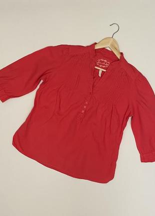 Льняная блуза красно-кораллового цвета marks & spencer, размер 14 (m-l)