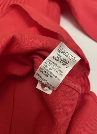 Льняная блуза красно-кораллового цвета marks & spencer, размер 14 (m-l)9 фото