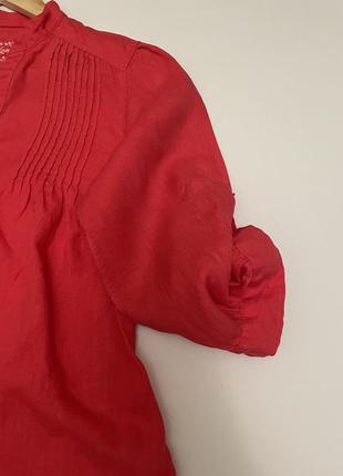 Льняная блуза красно-кораллового цвета marks & spencer, размер 14 (m-l)7 фото