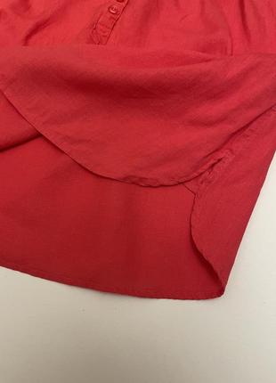 Льняная блуза красно-кораллового цвета marks & spencer, размер 14 (m-l)5 фото