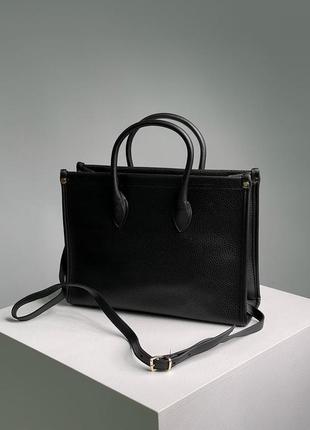 Сумка у стилі marc jacobs medium tote bag black leather2 фото