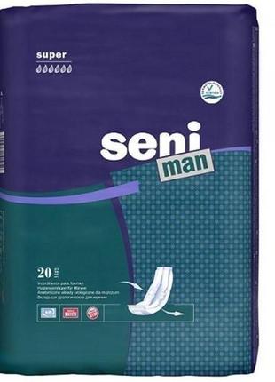 Продам чоловічі вкладиші seni man super, на 6 крапельок, 20 штук. в наявності 3 пачки