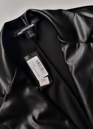 Піджак чорного кольору замінник шкіри prettylittlething 🖤5 фото