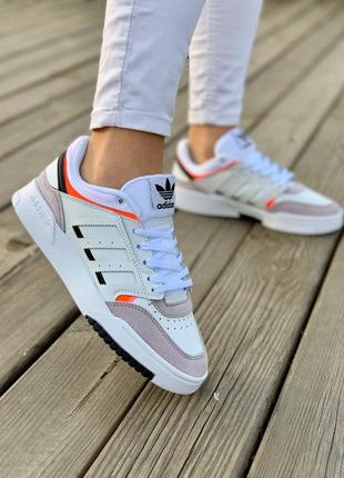 Жіночі шкіряні кросівки adidas drop step white grey адідас дроп степ