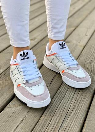 Жіночі шкіряні кросівки adidas drop step white grey адідас дроп степ3 фото