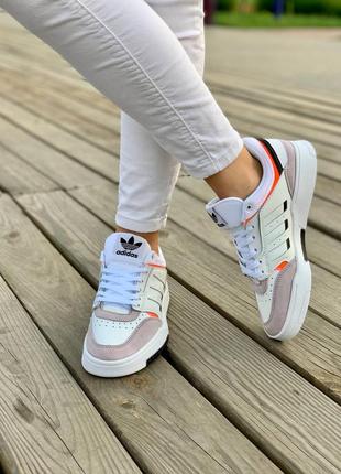 Жіночі шкіряні кросівки adidas drop step white grey адідас дроп степ9 фото