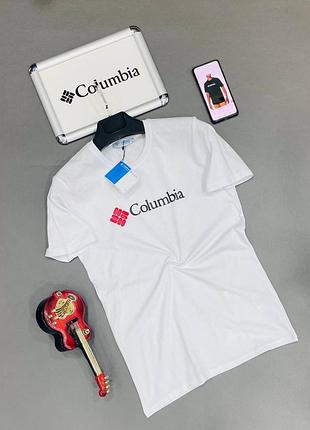 Летняя белая мужская футболка с коротким рукавом columbia