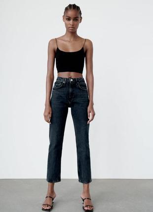 Джинсы zara темно-синие слим фит, зауженные, zara high-rise slim jeans