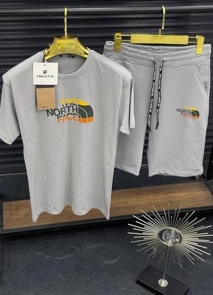 Летний мужской спортивный комплект костюм футболка и шорты the north face