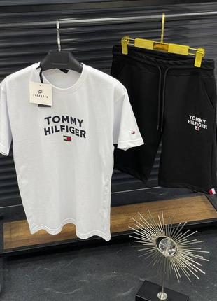 Летний мужской спортивный костюм футболка и шорты Tommy half-zip