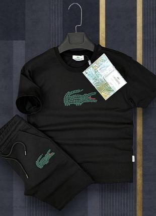 Летний мужской спортивный костюм комплект футболка и шорты lacoste