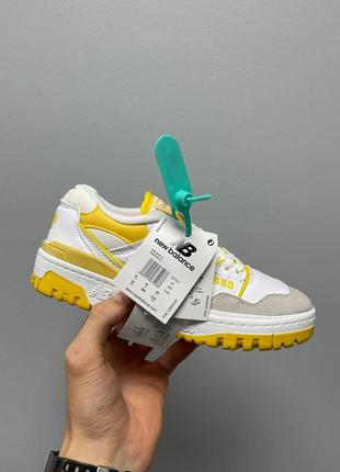 Жіночі шкіряні кросівки new balance 550 ‘yellow logo’5 фото