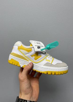 Жіночі шкіряні кросівки new balance 550 ‘yellow logo’2 фото