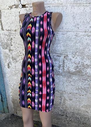 Разноцветное платье миди по фигуре размер хс topshop