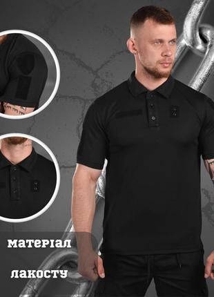 Тактична футболка polo black police, бавовна, колір чорний4 фото