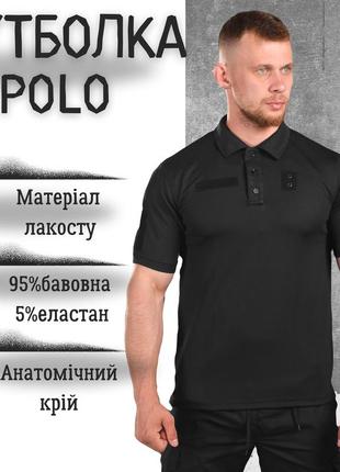 Тактична футболка polo black police, бавовна, колір чорний5 фото