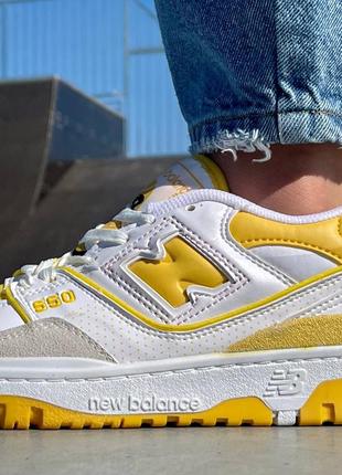 Жіночі шкіряні кросівки new balance 550 ‘yellow logo’5 фото