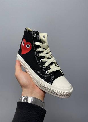 Жіночі текстильні кросівки converse comme des garçons play x converse кеди конверс5 фото