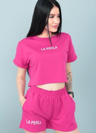 Спортивный женский костюм с шортами "la perla"