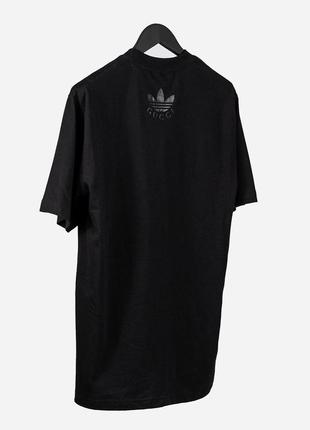 Мужская футболка хлопковая  adidas x gucci 100% cotton / адидас гуччи черная летняя одежда7 фото