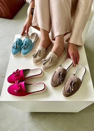 Натуральна шкіра замша всі розміри шльопанці