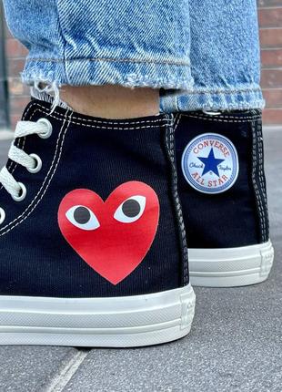 Жіночі текстильні кросівки converse comme des garçons play x converse кеди конверс3 фото