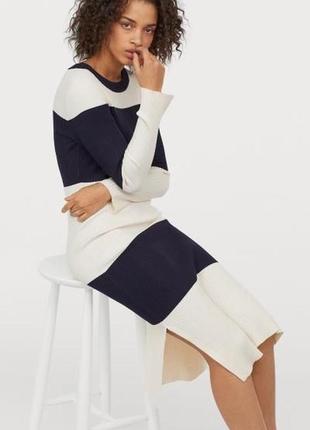 H&m платье миди  в рубчик