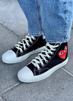 Жіночі текстильні кросівки converse comme des garçons play x converse кеди конверс6 фото