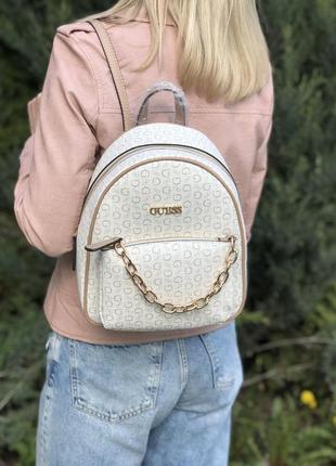 Жіночий рюкзак guess оригінал ellison backpack гесс білий в лого2 фото