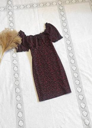 Мини платье в цветочный принт