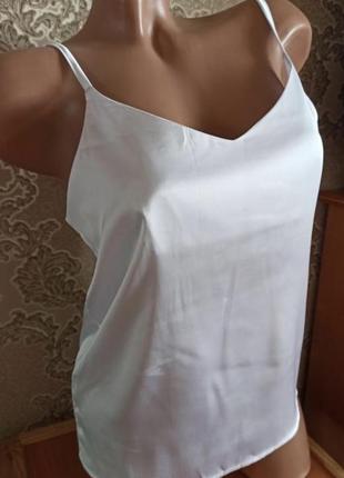Топ майка блуза блузка атласная легкая белая