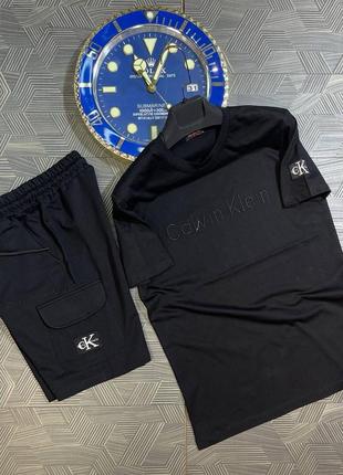 Летний мужской спортивный костюм комплект футболка и шорты calvin hm0hm00533 klein