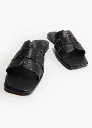 Шкіряні шльопанці h&m premium selection 1141346001