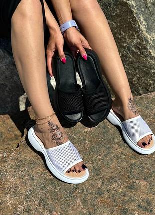 Стильні жіночі шльопанці в сіточку у чорному та білому кольорі ❤️❤️❤️