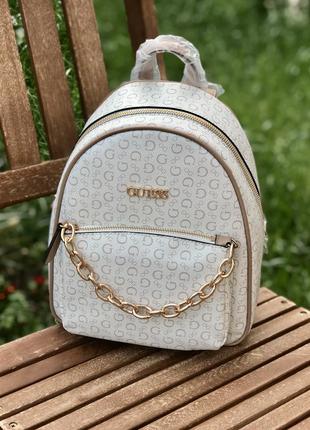 Жіночий рюкзак guess оригінал ellison backpack гесс білий в лого4 фото